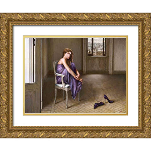Morning in Paris Gold Ornate Wood Framed Art Print with Double Matting by Silver, John