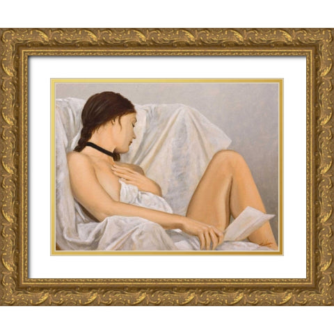 The Letter Gold Ornate Wood Framed Art Print with Double Matting by Silver, John