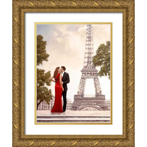 Romance in Paris I Gold Ornate Wood Framed Art Print with Double Matting by Silver, John