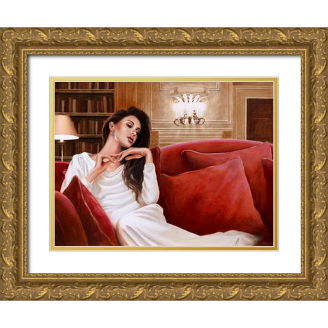 A sweet memory Gold Ornate Wood Framed Art Print with Double Matting by Silver, John