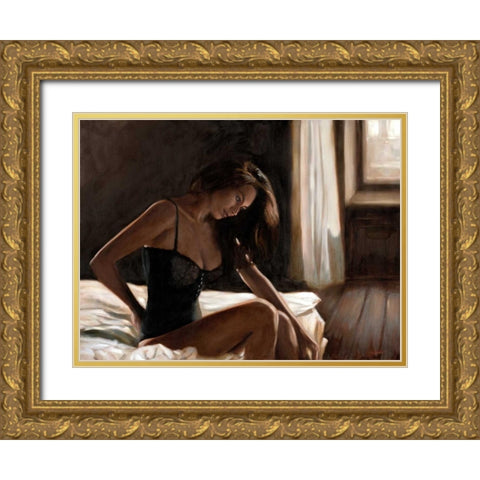 Dim Light Gold Ornate Wood Framed Art Print with Double Matting by Silver, John