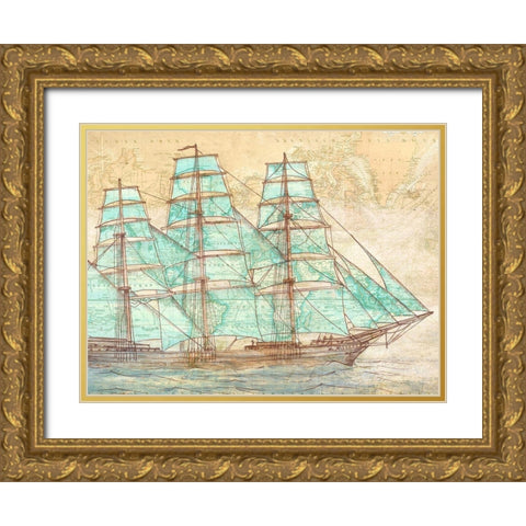 Sailing to the World Gold Ornate Wood Framed Art Print with Double Matting by Joannoo