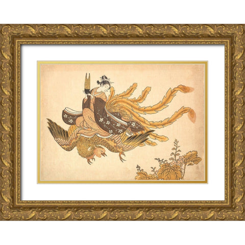 Disguised Immortal Gold Ornate Wood Framed Art Print with Double Matting by Suzuki, Harunobu