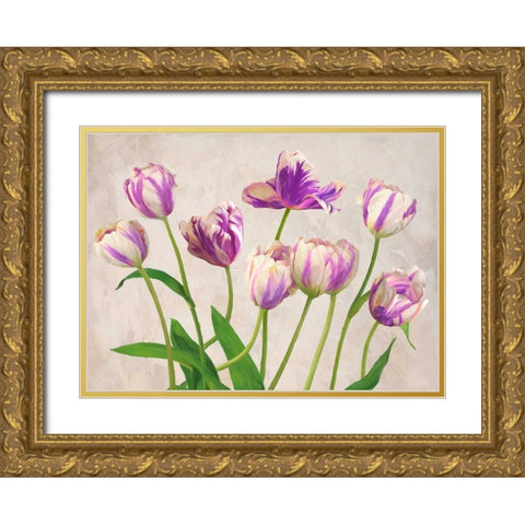 Tulipes Gold Ornate Wood Framed Art Print with Double Matting by Thomlinson, Jenny