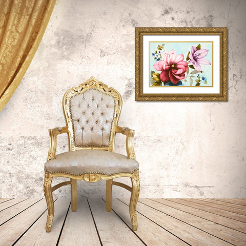 Purple Azaleas Gold Ornate Wood Framed Art Print with Double Matting by Keiko, Rei