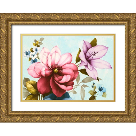 Purple Azaleas Gold Ornate Wood Framed Art Print with Double Matting by Keiko, Rei
