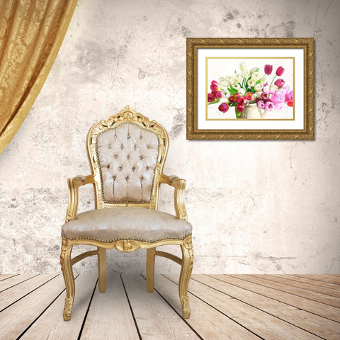 Bouquet on white background Gold Ornate Wood Framed Art Print with Double Matting by Parr, Kelly