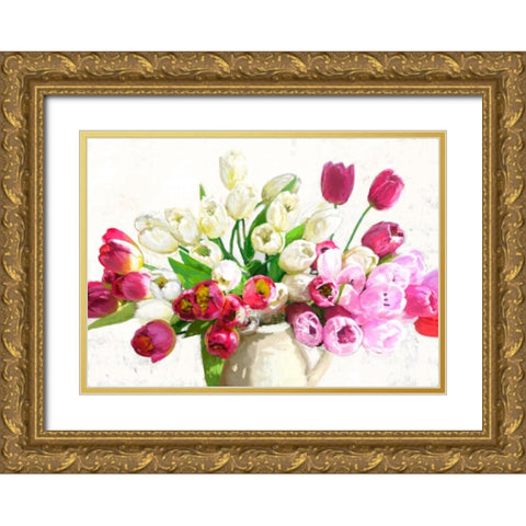 Bouquet on white background Gold Ornate Wood Framed Art Print with Double Matting by Parr, Kelly