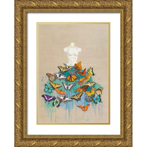 Dress of Butterflies I Gold Ornate Wood Framed Art Print with Double Matting by Parr, Kelly