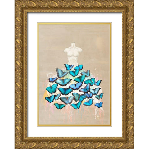 Dress of Butterflies II Gold Ornate Wood Framed Art Print with Double Matting by Parr, Kelly