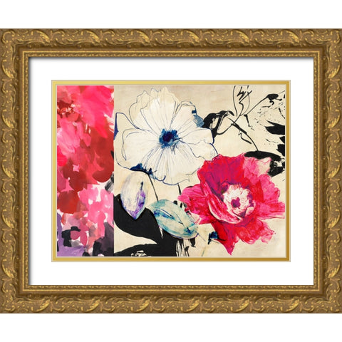Happy Floral Composition II Gold Ornate Wood Framed Art Print with Double Matting by Parr, Kelly