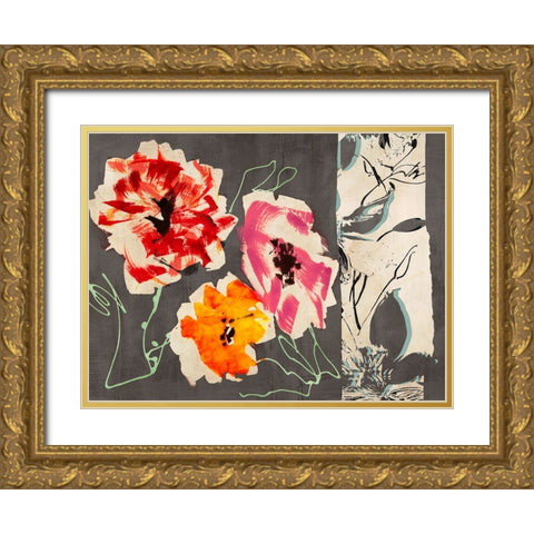 Neon Flowers I Gold Ornate Wood Framed Art Print with Double Matting by Parr, Kelly