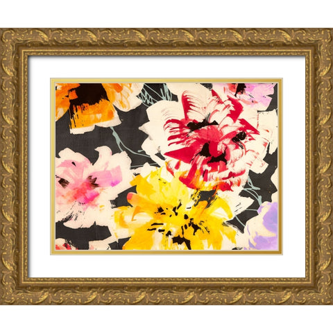 Neon Flowers II (detail) Gold Ornate Wood Framed Art Print with Double Matting by Parr, Kelly