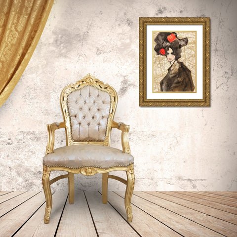 Asian Deity (detail) Gold Ornate Wood Framed Art Print with Double Matting by Kumi