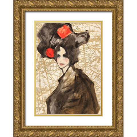 Asian Deity (detail) Gold Ornate Wood Framed Art Print with Double Matting by Kumi