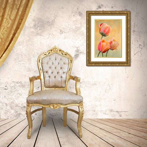 Golden Tulips I Gold Ornate Wood Framed Art Print with Double Matting by Villa, Luca