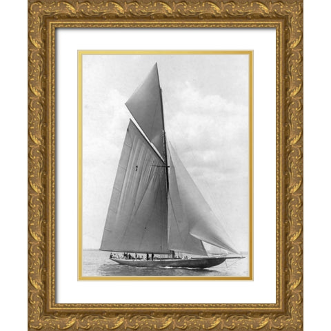 The Vanitie During the Americas Cup 1910 Gold Ornate Wood Framed Art Print with Double Matting by Levick, Edwin