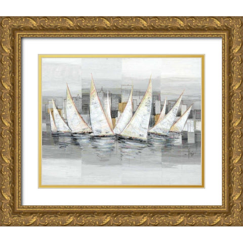 Regata Gold Ornate Wood Framed Art Print with Double Matting by Florio, Luigi
