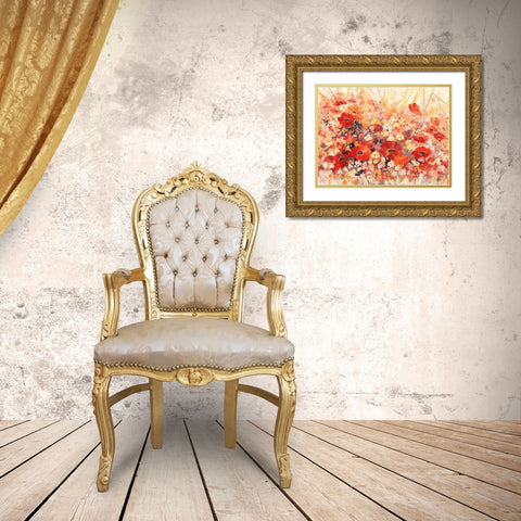 Campo di fiori Gold Ornate Wood Framed Art Print with Double Matting by Florio, Luigi