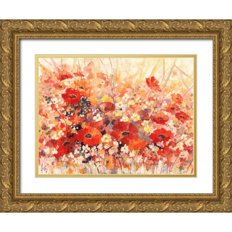 Campo di fiori Gold Ornate Wood Framed Art Print with Double Matting by Florio, Luigi