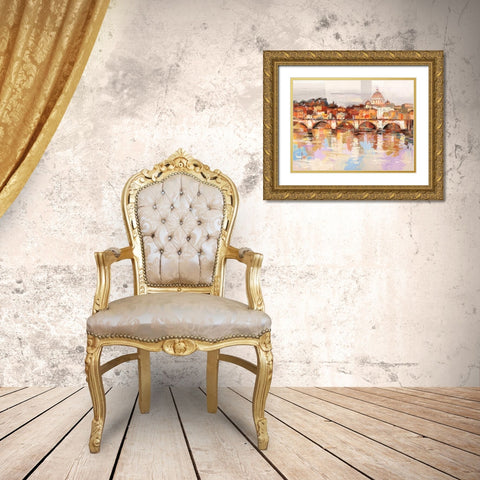 Dolcemente Roma Gold Ornate Wood Framed Art Print with Double Matting by Florio, Luigi