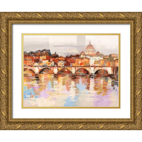 Dolcemente Roma Gold Ornate Wood Framed Art Print with Double Matting by Florio, Luigi