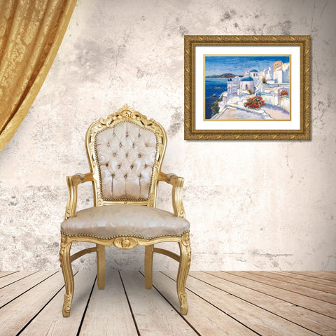 Mykonos Gold Ornate Wood Framed Art Print with Double Matting by Florio, Luigi
