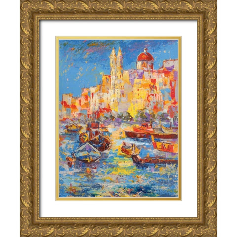 Malta Gold Ornate Wood Framed Art Print with Double Matting by Florio, Luigi