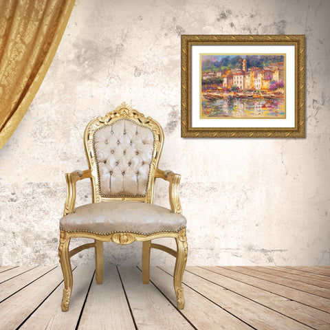 Portofino Gold Ornate Wood Framed Art Print with Double Matting by Florio, Luigi