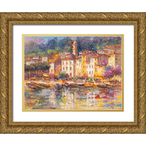 Portofino Gold Ornate Wood Framed Art Print with Double Matting by Florio, Luigi