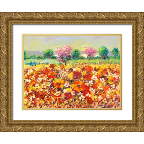 Colori di primavera Gold Ornate Wood Framed Art Print with Double Matting by Florio, Luigi
