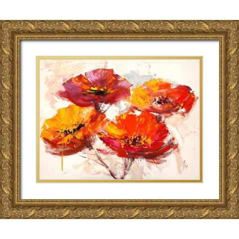 Il respiro dei papaveri Gold Ornate Wood Framed Art Print with Double Matting by Florio, Luigi