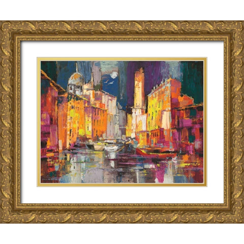 Verso il porto immaginario Gold Ornate Wood Framed Art Print with Double Matting by Florio, Luigi