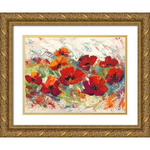 Papaveri in Estate Gold Ornate Wood Framed Art Print with Double Matting by Florio, Luigi