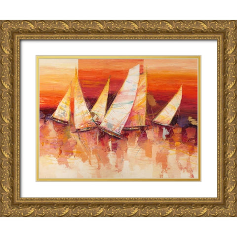 Vele allâ€™orizzonte Gold Ornate Wood Framed Art Print with Double Matting by Florio, Luigi