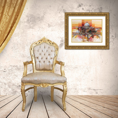 Roma eterna Gold Ornate Wood Framed Art Print with Double Matting by Florio, Luigi