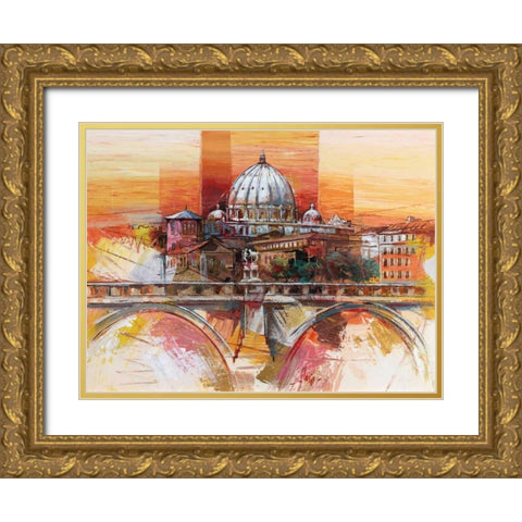 Roma eterna Gold Ornate Wood Framed Art Print with Double Matting by Florio, Luigi