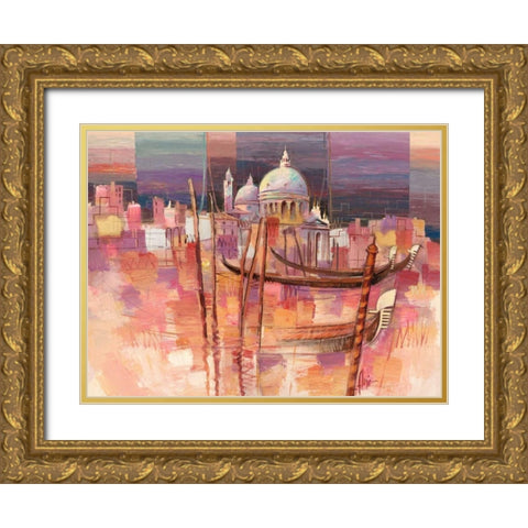 Riflessi a Venezia Gold Ornate Wood Framed Art Print with Double Matting by Florio, Luigi