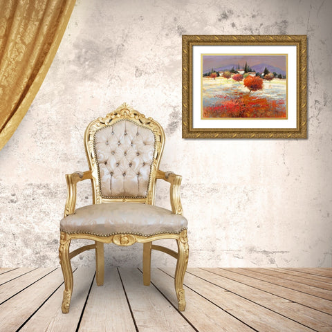 Dolci colline Gold Ornate Wood Framed Art Print with Double Matting by Florio, Luigi