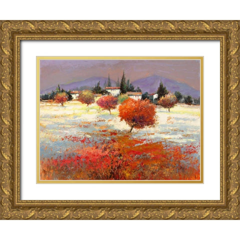 Dolci colline Gold Ornate Wood Framed Art Print with Double Matting by Florio, Luigi