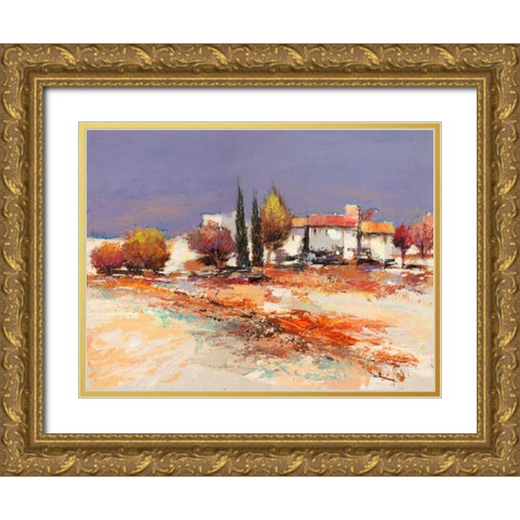 Case nel sole Gold Ornate Wood Framed Art Print with Double Matting by Florio, Luigi