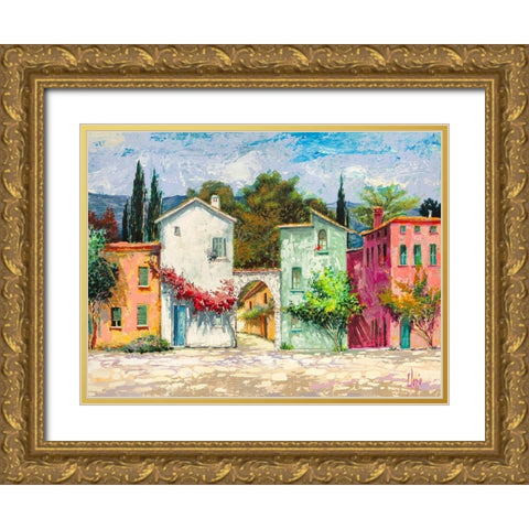 Paese italiano II Gold Ornate Wood Framed Art Print with Double Matting by Luigi, Florio