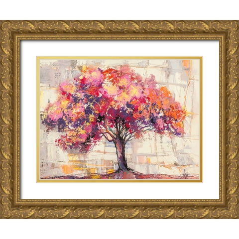 Albero dei colori Gold Ornate Wood Framed Art Print with Double Matting by Florio, Luigi