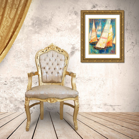 Vele a colori II Gold Ornate Wood Framed Art Print with Double Matting by Florio, Luigi