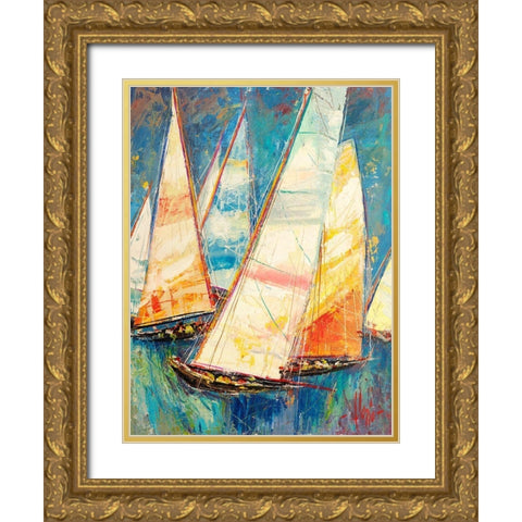 Vele a colori II Gold Ornate Wood Framed Art Print with Double Matting by Florio, Luigi