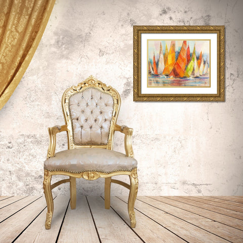 Regata di colori Gold Ornate Wood Framed Art Print with Double Matting by Florio, Luigi