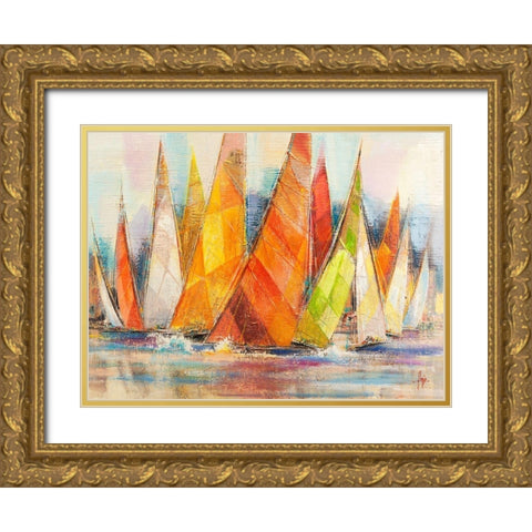 Regata di colori Gold Ornate Wood Framed Art Print with Double Matting by Florio, Luigi