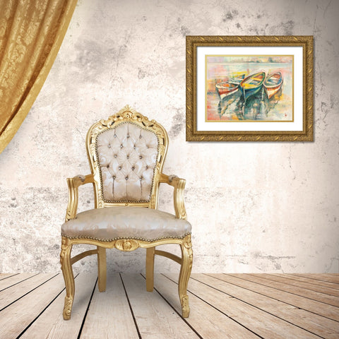 Barche allormeggio Gold Ornate Wood Framed Art Print with Double Matting by Florio, Luigi