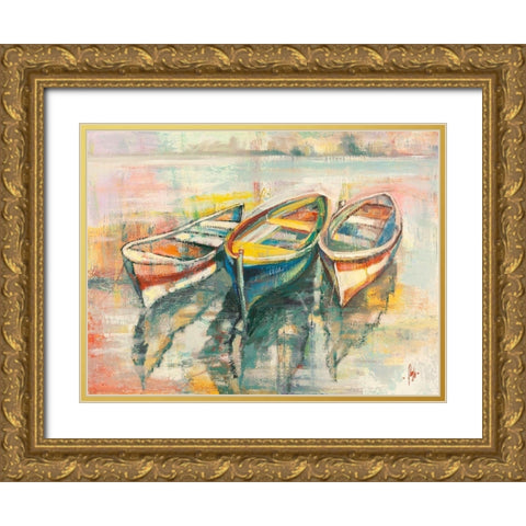 Barche allormeggio Gold Ornate Wood Framed Art Print with Double Matting by Florio, Luigi