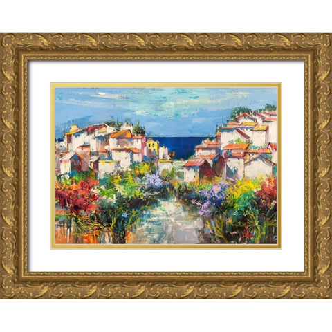 Borgo sul mare (detail) Gold Ornate Wood Framed Art Print with Double Matting by Florio, Luigi
